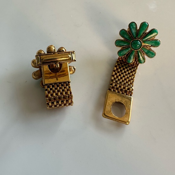 Vintage Green Floral Cufflinks - Picture 3 of 4